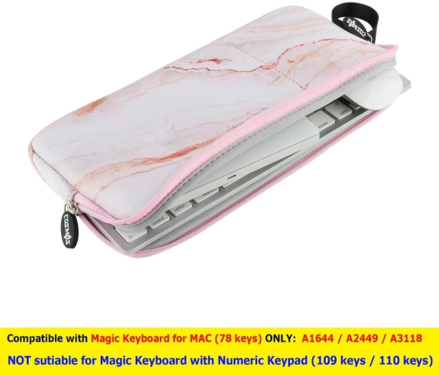 Alt view image 3 of 6 - Neoprene Carrying Keyboard Sleeve Case Bag Protection Pouch Compatible with Magic Keyboard 1 & 2, Wireless Keyboard, Magic Mouse, Magic Trackpad and Wireless Trackpad (Pink Marble Pattern)