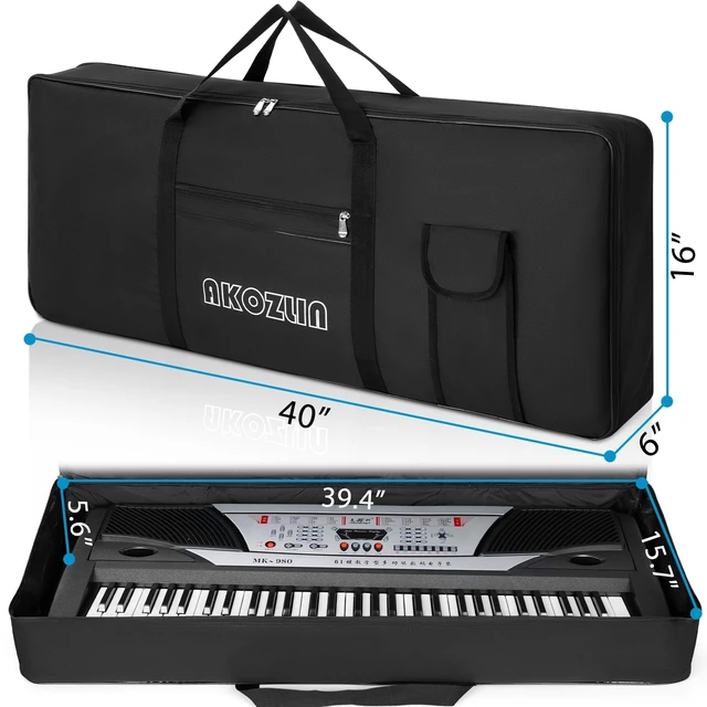 Alt view image 2 of 7 - 61 Keys Portable Padded Keyboard Case,40"x6"x16" Soft Gig Bag | 61-Note Keyboard Bag Foldable Electric Piano Bag With Handle for Pedals,Cables,Music Books
