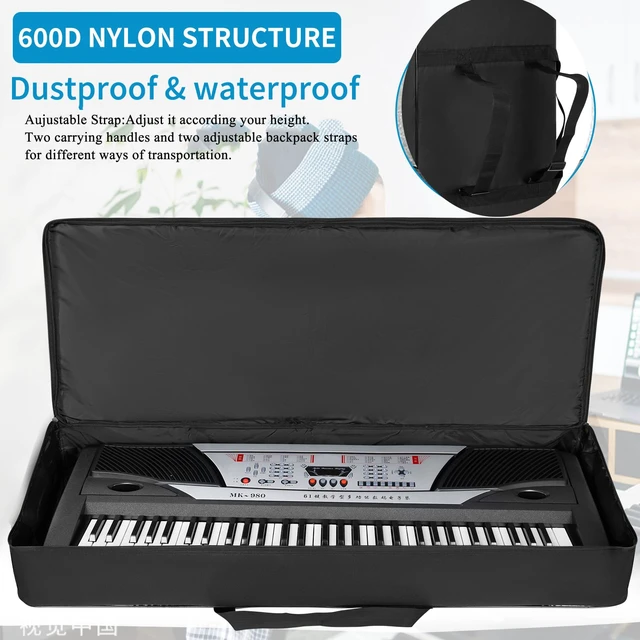 Alt view image 4 of 7 - 61 Keys Portable Padded Keyboard Case,40"x6"x16" Soft Gig Bag | 61-Note Keyboard Bag Foldable Electric Piano Bag With Handle for Pedals,Cables,Music Books