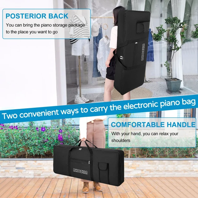 Alt view image 5 of 7 - 61 Keys Portable Padded Keyboard Case,40"x6"x16" Soft Gig Bag | 61-Note Keyboard Bag Foldable Electric Piano Bag With Handle for Pedals,Cables,Music Books