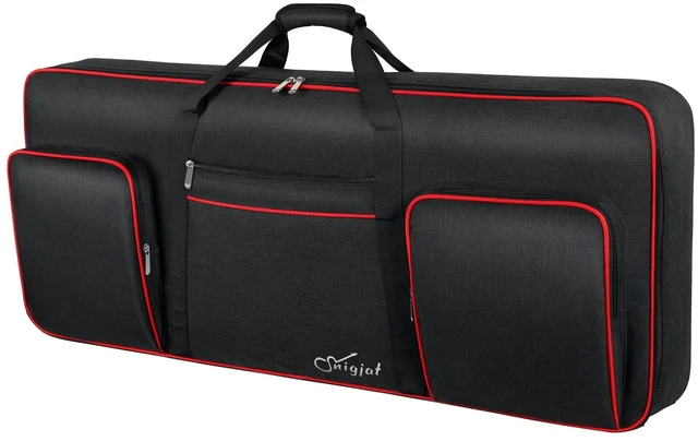 Main image of 61 Key Keyboard Case Soft with Adjustable Padded Shoulder Straps | Piano Bag with 0.32 inch Cotton, 61 Key Keyboard Bag with Handle, Piano Keyboard Case with 3 Pockets (Size: 39.5"x15.8"x4.8")