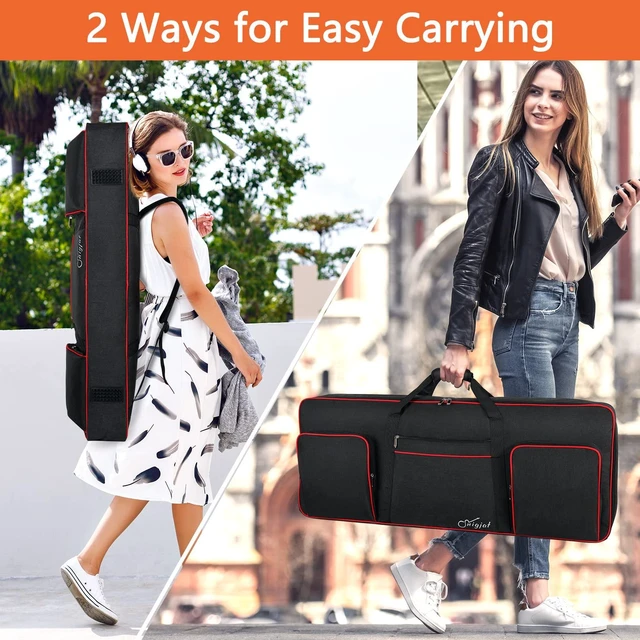 Alt view image 7 of 7 - 61 Key Keyboard Case Soft with Adjustable Padded Shoulder Straps | Piano Bag with 0.32 inch Cotton, 61 Key Keyboard Bag with Handle, Piano Keyboard Case with 3 Pockets (Size: 39.5"x15.8"x4.8")