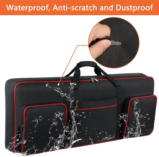 Alt view image 6 of 7 - 61 Key Keyboard Case Soft with Adjustable Padded Shoulder Straps | Piano Bag with 0.32 inch Cotton, 61 Key Keyboard Bag with Handle, Piano Keyboard Case with 3 Pockets (Size: 39.5"x15.8"x4.8")