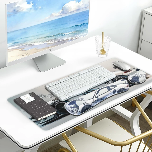 Alt view image 3 of 7 - Large Gaming Mouse Pad, Japanese Mousepad & Keyboard Wrist Rest Support, Mouse Pad Set for Home Office Study Game,31.5 X 11.8 Inch (3-in-1)
