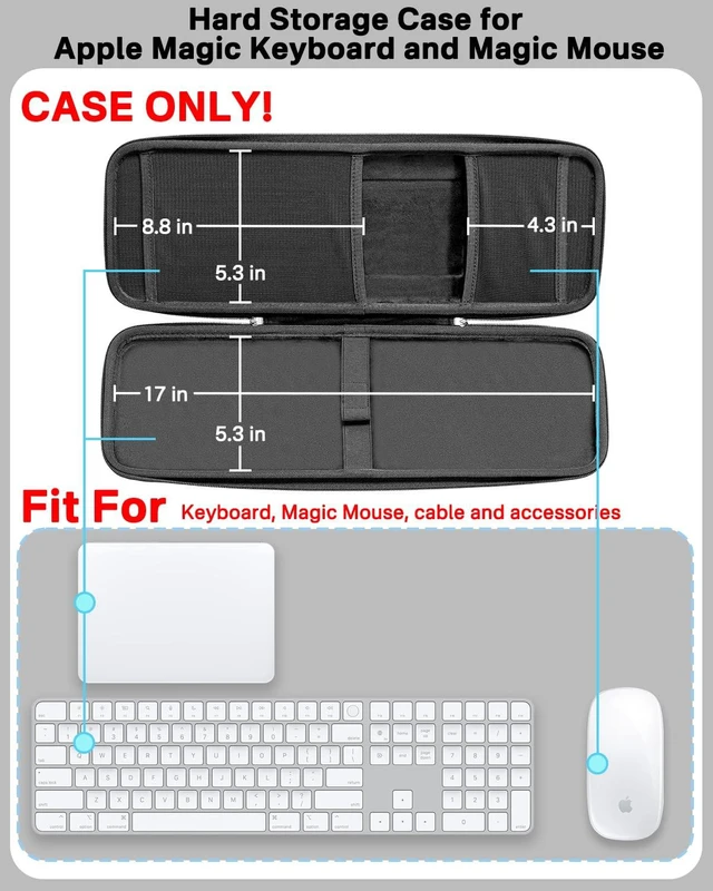 Alt view image 2 of 7 - Hard Storage Case Compatible with Apple Magic Keyboard + Magic Mouse. (Case Only) - Black