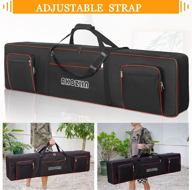 Alt view image 5 of 7 - 88 Key Keyboard Case, Soft Padded Keyboard Gig Bag, Piano Bag | Portable Keyboard Carrying Bag with Handle,Adjustable Shoulder Straps, Pockets for Accessories, 54.1"x13.18"x6.69"