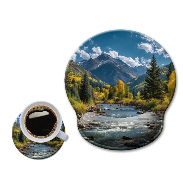Main image of Mouse Pad with Wrist Rest,Ergonomic Mouse Pads Wrist Support for Desk,Large Mousepad for Wireless Mouse Gaming Laptop Work Home Desk Accessories Office Supplies Decor,9 x 10 in,Fall Forest