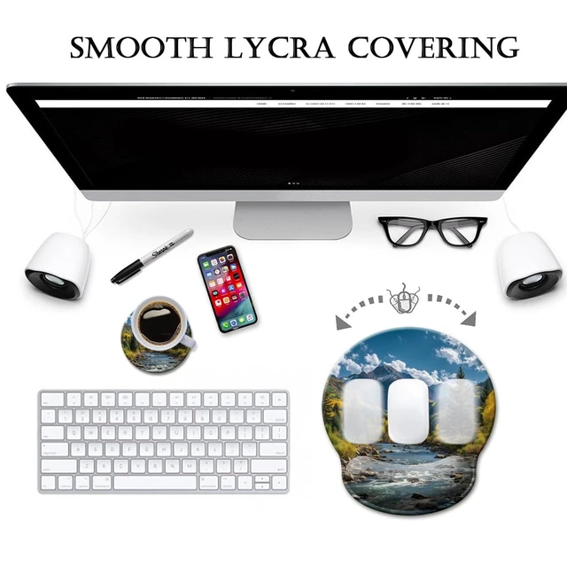 Alt view image 2 of 7 - Mouse Pad with Wrist Rest,Ergonomic Mouse Pads Wrist Support for Desk,Large Mousepad for Wireless Mouse Gaming Laptop Work Home Desk Accessories Office Supplies Decor,9 x 10 in,Fall Forest