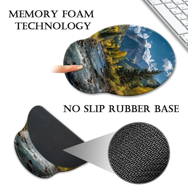 Alt view image 4 of 7 - Mouse Pad with Wrist Rest,Ergonomic Mouse Pads Wrist Support for Desk,Large Mousepad for Wireless Mouse Gaming Laptop Work Home Desk Accessories Office Supplies Decor,9 x 10 in,Fall Forest