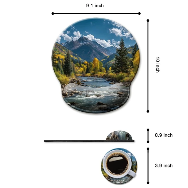 Alt view image 5 of 7 - Mouse Pad with Wrist Rest,Ergonomic Mouse Pads Wrist Support for Desk,Large Mousepad for Wireless Mouse Gaming Laptop Work Home Desk Accessories Office Supplies Decor,9 x 10 in,Fall Forest