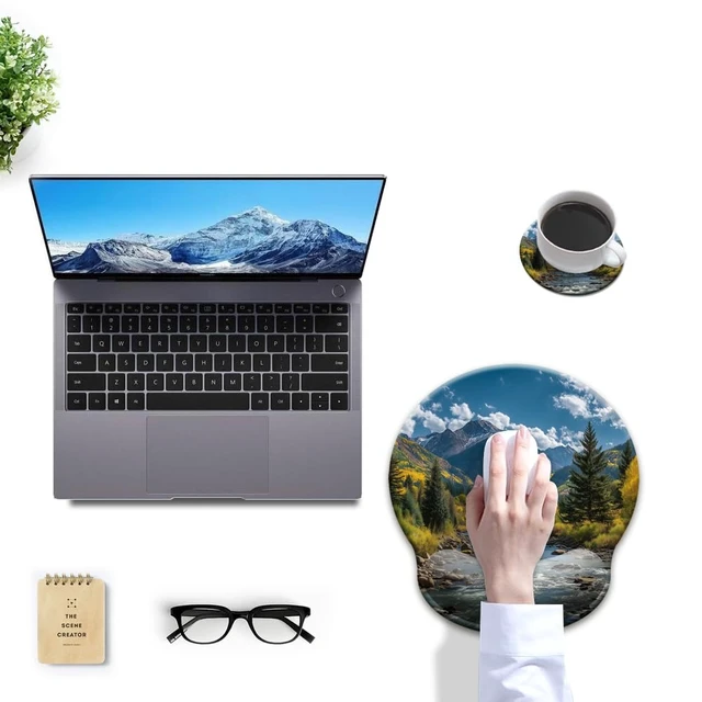 Alt view image 7 of 7 - Mouse Pad with Wrist Rest,Ergonomic Mouse Pads Wrist Support for Desk,Large Mousepad for Wireless Mouse Gaming Laptop Work Home Desk Accessories Office Supplies Decor,9 x 10 in,Fall Forest