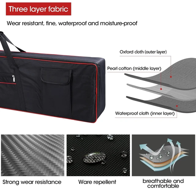 Alt view image 3 of 7 - 88 Key Keyboard Case,Soft Padded Piano Gig Bag Large | 600D Waterproof Oxford,2 Zipper Pockets Adjustable Backpack Straps 53.5"x13" x 6.7" Top Carry Handle,Music Travel Case