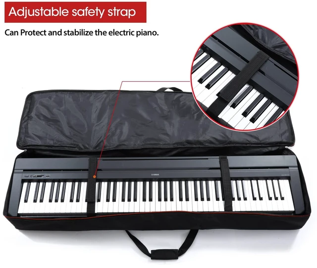 Alt view image 6 of 7 - 88 Key Keyboard Case,Soft Padded Piano Gig Bag Large | 600D Waterproof Oxford,2 Zipper Pockets Adjustable Backpack Straps 53.5"x13" x 6.7" Top Carry Handle,Music Travel Case