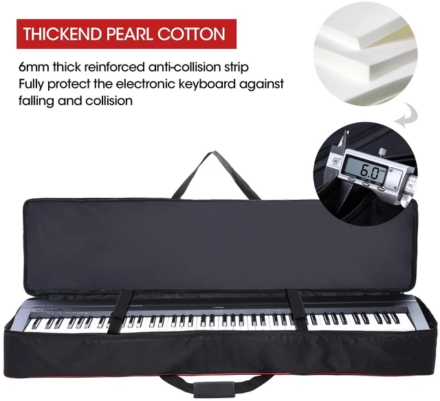 Alt view image 4 of 7 - 88 Key Keyboard Case,Soft Padded Piano Gig Bag Large | 600D Waterproof Oxford,2 Zipper Pockets Adjustable Backpack Straps 53.5"x13" x 6.7" Top Carry Handle,Music Travel Case