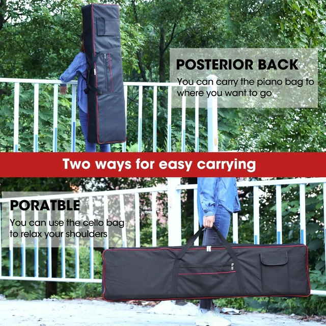 Alt view image 7 of 7 - 88 Key Keyboard Case,Soft Padded Piano Gig Bag Large | 600D Waterproof Oxford,2 Zipper Pockets Adjustable Backpack Straps 53.5"x13" x 6.7" Top Carry Handle,Music Travel Case