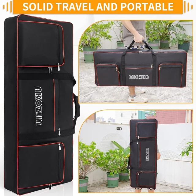 Alt view image 6 of 7 - 61 Key Keyboard Case, Soft Padded Keyboard Gig Bag, Piano Bag | Portable Keyboard Carrying Bag with Handle,Adjustable Shoulder Straps, Pockets for Accessories, 40.6"x5.3"x15.7"