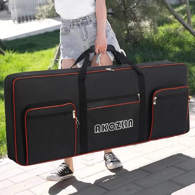 Alt view image 7 of 7 - 61 Key Keyboard Case, Soft Padded Keyboard Gig Bag, Piano Bag | Portable Keyboard Carrying Bag with Handle,Adjustable Shoulder Straps, Pockets for Accessories, 40.6"x5.3"x15.7"