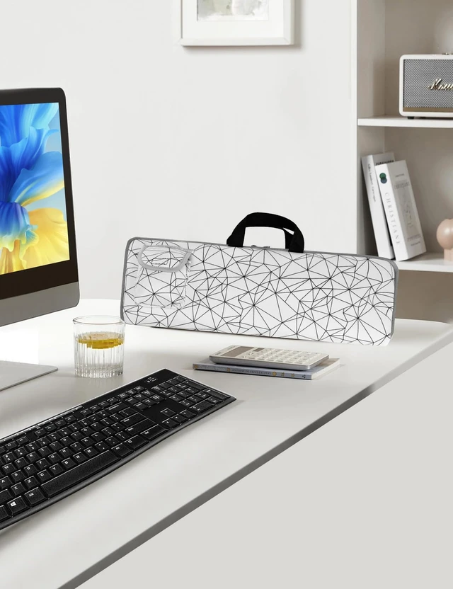 Alt view image 5 of 7 - Keyboard Sleeve Travel Case for Logitech Mk270 Keyboards | Rugged Neoprene Construction Zipper Mouse Storage and Cable Storage Pouch(White)