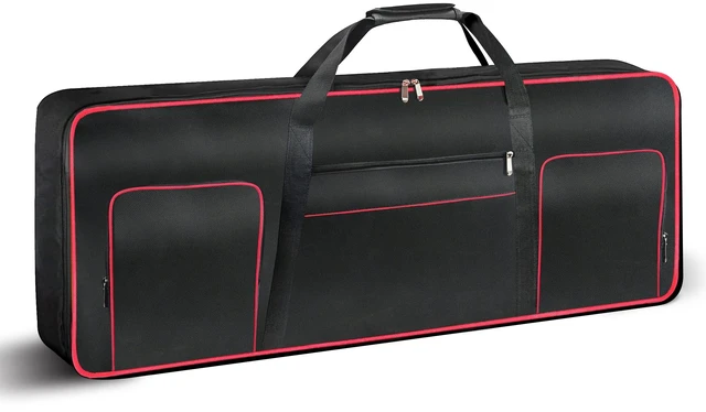 Main image of 61 Key Keyboard Gig Bag Case,Portable Durable Keyboard Piano Waterproof 600D Oxford Cloth with 10mm Cotton Padded Case Gig Bag 40"x16"x6" / Black+Red