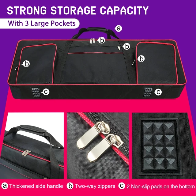 Alt view image 5 of 7 - 61 Key Keyboard Gig Bag Case,Portable Durable Keyboard Piano Waterproof 600D Oxford Cloth with 10mm Cotton Padded Case Gig Bag 40"x16"x6" / Black+Red