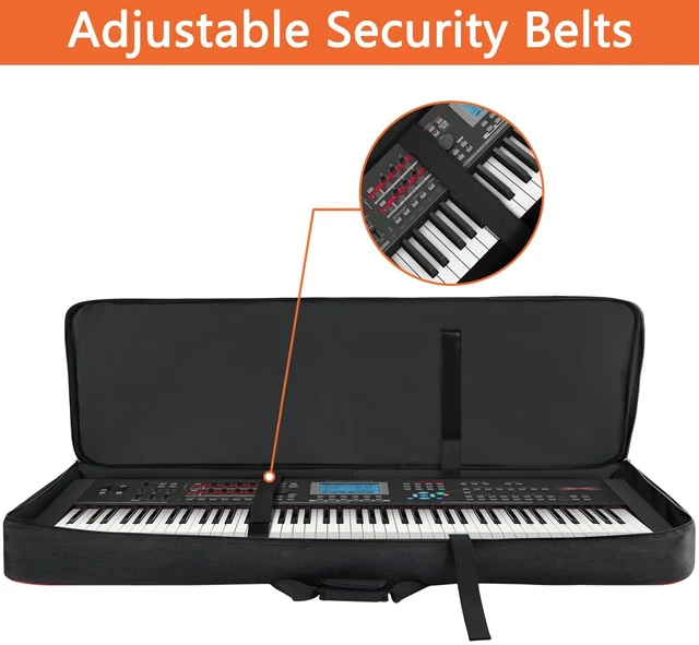 Alt view image 5 of 7 - 88 Key Keyboard Case Soft with Adjustable Padded Shoulder Straps | Padded Piano Case with Handle, Keyboard Gig Bag with 3 Pockets for Sheet Stand, Pedals, Cables (Size: 53.5"x13.8"x6.8")