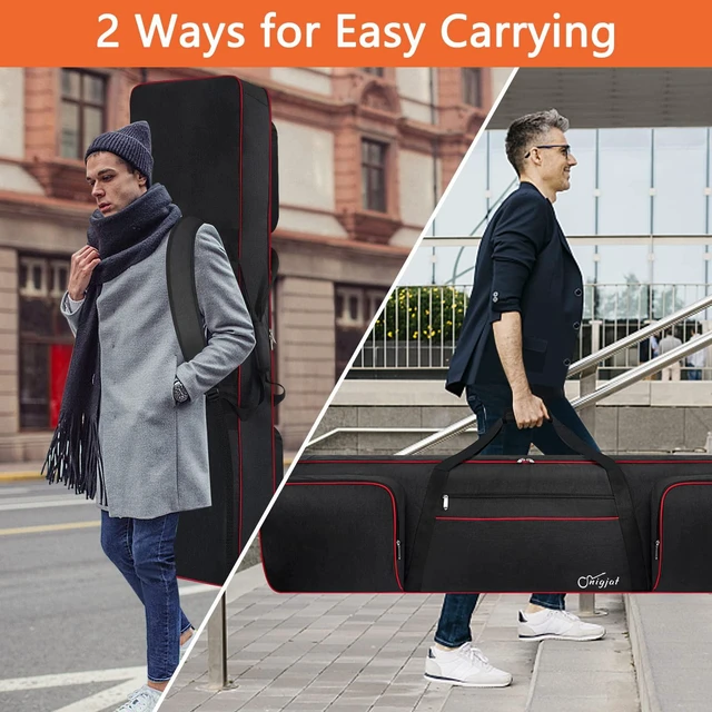 Alt view image 7 of 7 - 88 Key Keyboard Case Soft with Adjustable Padded Shoulder Straps | Padded Piano Case with Handle, Keyboard Gig Bag with 3 Pockets for Sheet Stand, Pedals, Cables (Size: 53.5"x13.8"x6.8")
