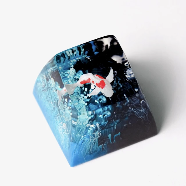 Alt view image 3 of 5 - Koi Fish Navy and Black Pond Artisan Keycap, Resin Custom Keyboard Key Caps, for Cherry MX Mechanical Keyboard, Gift for Keyboard Lovers