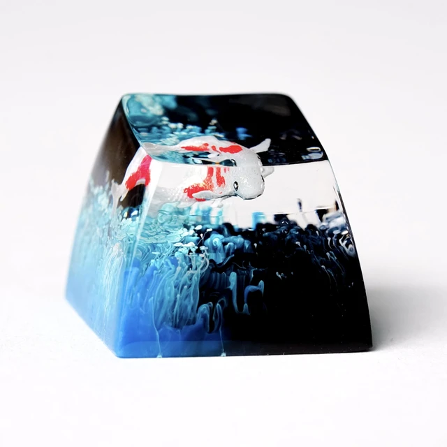 Alt view image 5 of 5 - Koi Fish Navy and Black Pond Artisan Keycap, Resin Custom Keyboard Key Caps, for Cherry MX Mechanical Keyboard, Gift for Keyboard Lovers