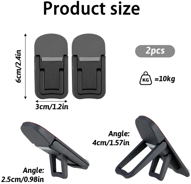 Alt view image 2 of 7 - 2 Pcs Keyboard Feet Replacement, Dual Tilt Angle Adjustment (25mm & 40mm), Foldable Laptop Riser with Self-Adhesive Base for Most Keyboards, Black Plastic Stands Holds Up to 10KG