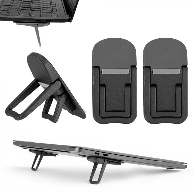 Main image of 2 Pcs Keyboard Feet Replacement, Dual Tilt Angle Adjustment (25mm & 40mm), Foldable Laptop Riser with Self-Adhesive Base for Most Keyboards, Black Plastic Stands Holds Up to 10KG