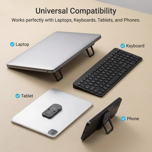 Alt view image 7 of 7 - 2 Pcs Keyboard Feet Replacement, Dual Tilt Angle Adjustment (25mm & 40mm), Foldable Laptop Riser with Self-Adhesive Base for Most Keyboards, Black Plastic Stands Holds Up to 10KG