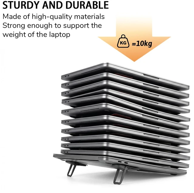 Alt view image 5 of 7 - 2 Pcs Keyboard Feet Replacement, Dual Tilt Angle Adjustment (25mm & 40mm), Foldable Laptop Riser with Self-Adhesive Base for Most Keyboards, Black Plastic Stands Holds Up to 10KG