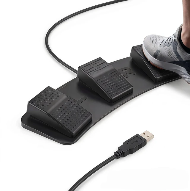 Main image of 3-Key USB Programmable Foot Pedal for PC and Mac, Hotkey Foot Switch | Setup guide included; map keyboard shortcuts, mouse actions and media controls for PC gaming, PTT and transcription