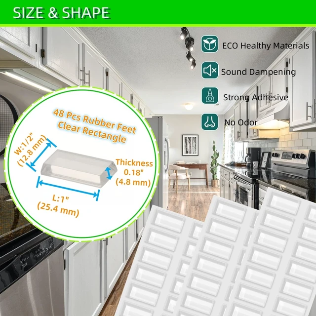 Alt view image 2 of 6 - Self-Adhesive Rubber Feet, Non-Skid Bumper Pads for Electronics, Speakers, Furnitures, Appliances, Audio Equipment, Laptop - Clear Rectangle (48pcs)