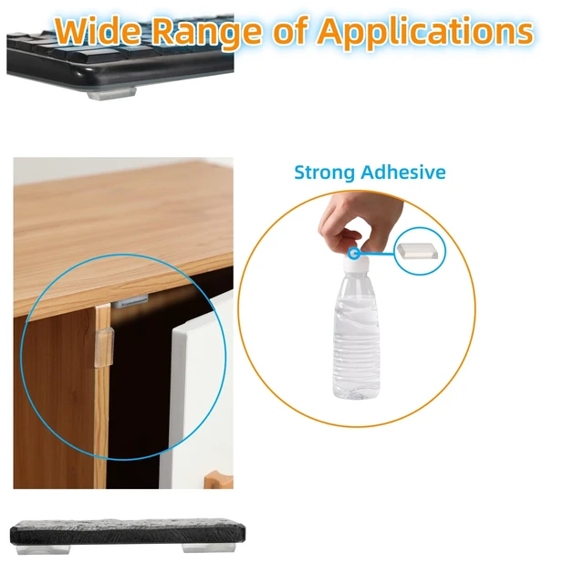 Alt view image 4 of 6 - Self-Adhesive Rubber Feet, Non-Skid Bumper Pads for Electronics, Speakers, Furnitures, Appliances, Audio Equipment, Laptop - Clear Rectangle (48pcs)