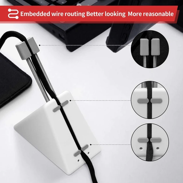 Alt view image 2 of 7 - Mouse Bungee Mouse Cord Clip Cord Management System Fixer Holder for Esports FPS Game (3.0 White)