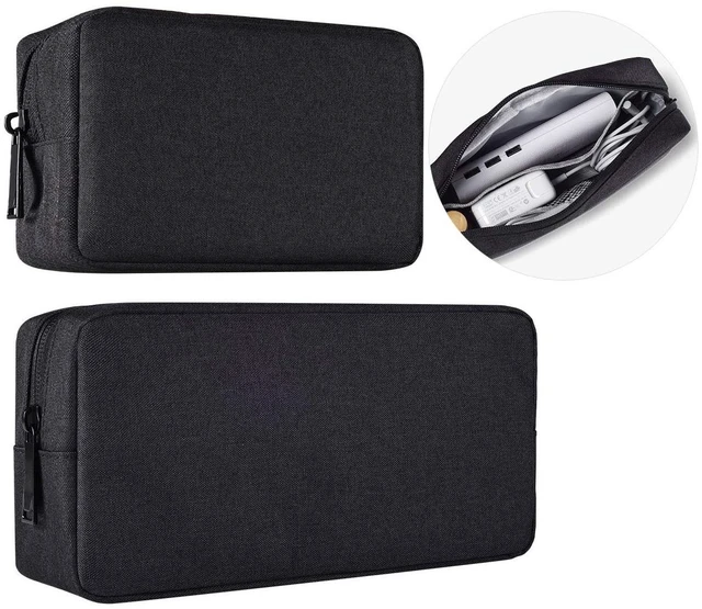 Main image of Universal Electronics Accessories Case, 2-Pack Portable Soft Carrying Case Bag Wire Cable Organizer for Hard Drive, Power Adapter, Laptop Mouse, Cosmetics Kit, Small+Big-Black