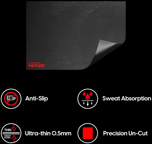 Alt view image 2 of 7 - SUPERGRIP Un-Cut DIY Griptape Sweat Absorbing High Performance Universal Anti Slip Mouse Grip Tape Ultra-Thin 0.5mm (0.02in) Size 130 x 90mm (5.1 x 3.5in)