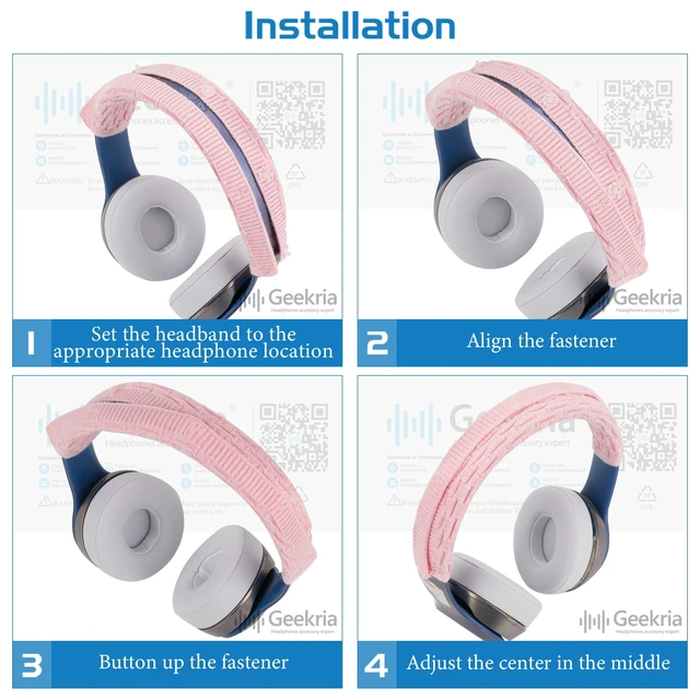 Alt view image 5 of 6 - NOVA Knit Fabric Headband Cover Compatible with Beats, Bose, AKG, Sennheiser, Sony, Audio-Technica Headphones, Sweat Cover, Easy DIY Installation (Pink)