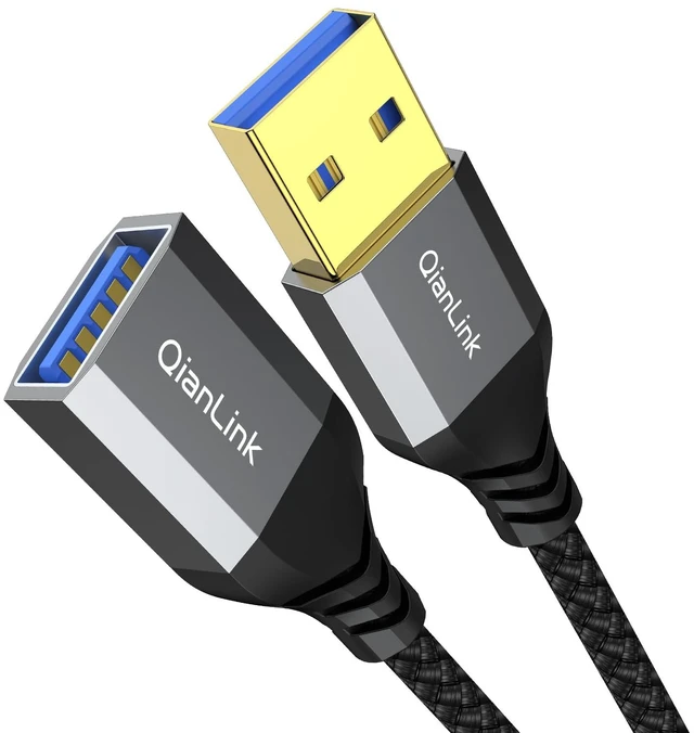 Main image of USB 3.0 Extension Cable (3.3FT), Nylon Braided USB Extender Compatible with Webcam, Camera, Phone, Hub, Mouse, Keyboard, Printer, Hard Drive, Headset (Gray)