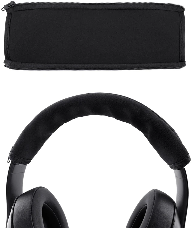 Main image of Headphone Headband Cover, Black Band Cover, 9.2 x 3.1 in | Headphones Band Headband Protector with Zipper, Feels Comfortable, Detachable, Easy Cleaning