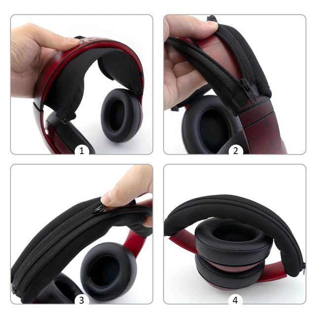 Alt view image 4 of 7 - Headphone Headband Cover, Black Band Cover, 9.2 x 3.1 in | Headphones Band Headband Protector with Zipper, Feels Comfortable, Detachable, Easy Cleaning