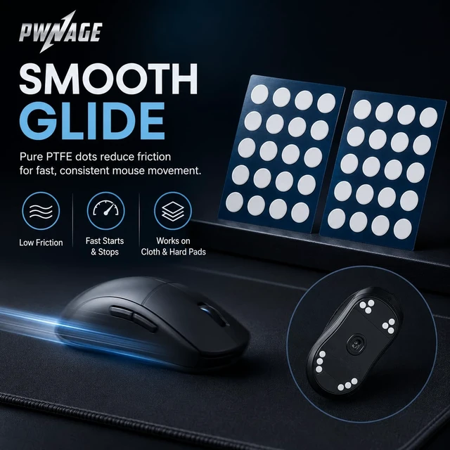 Alt view image 4 of 5 - SmoothGlide Universal Dot PTFE Rounded Replacement Mouse Skates Feet for All Mice, Ultra-Smooth and Durable, 3M Adhesive, Gaming Mouse 40 Pieces Round Dots White DIY