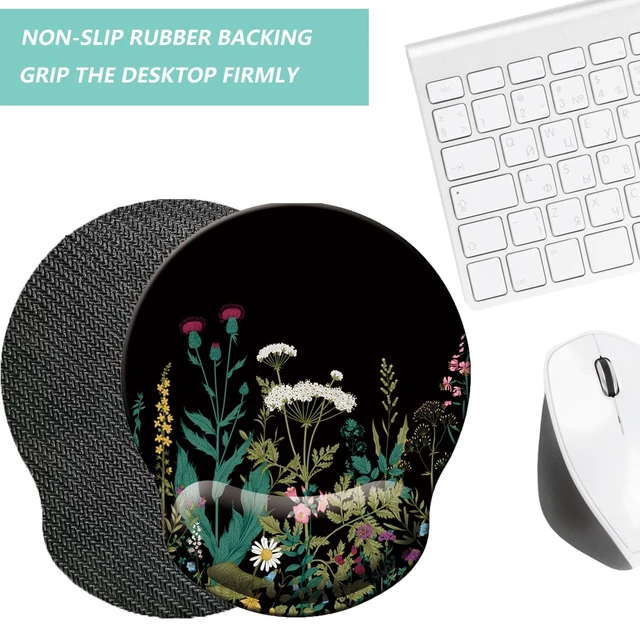 Alt view image 4 of 7 - Mouse Pad with Wrist Support, Ergonomic Mouse Pad with Memory Foam Wrist Rest Cushion, Non-Slip Rubber Base Gaming Mice Pad for Home Office Computer Laptop, Flowers Grass