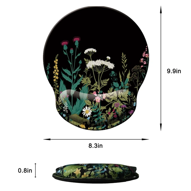 Alt view image 6 of 7 - Mouse Pad with Wrist Support, Ergonomic Mouse Pad with Memory Foam Wrist Rest Cushion, Non-Slip Rubber Base Gaming Mice Pad for Home Office Computer Laptop, Flowers Grass