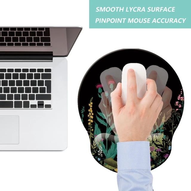 Alt view image 7 of 7 - Mouse Pad with Wrist Support, Ergonomic Mouse Pad with Memory Foam Wrist Rest Cushion, Non-Slip Rubber Base Gaming Mice Pad for Home Office Computer Laptop, Flowers Grass