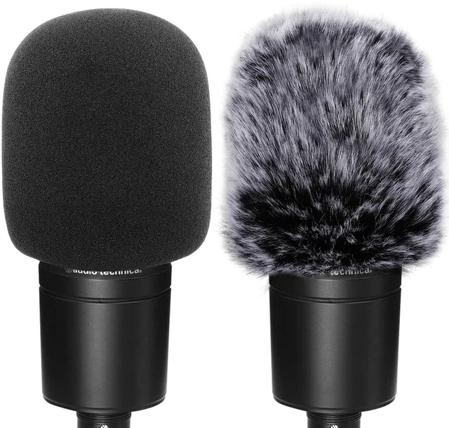 Main image of Windscreen Pop Filter Compatible with AT2020,Mic Foam Cover+Furry Windscreen Muff Wind Compatible with Audio Technica at2020 at2035 at2500 at2050 at4040,Chromlives Furry & Foam Microphone Cover 2Pack