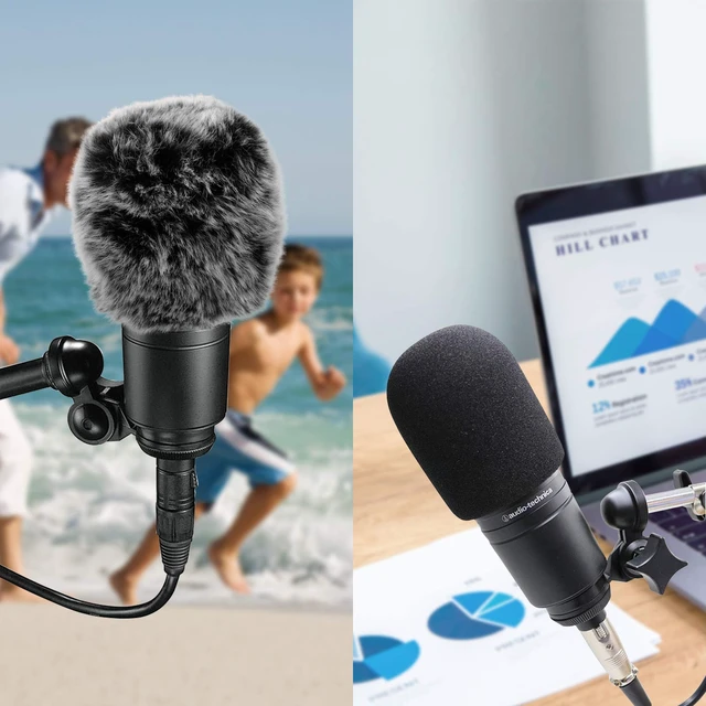 Alt view image 7 of 7 - Windscreen Pop Filter Compatible with AT2020,Mic Foam Cover+Furry Windscreen Muff Wind Compatible with Audio Technica at2020 at2035 at2500 at2050 at4040,Chromlives Furry & Foam Microphone Cover 2Pack