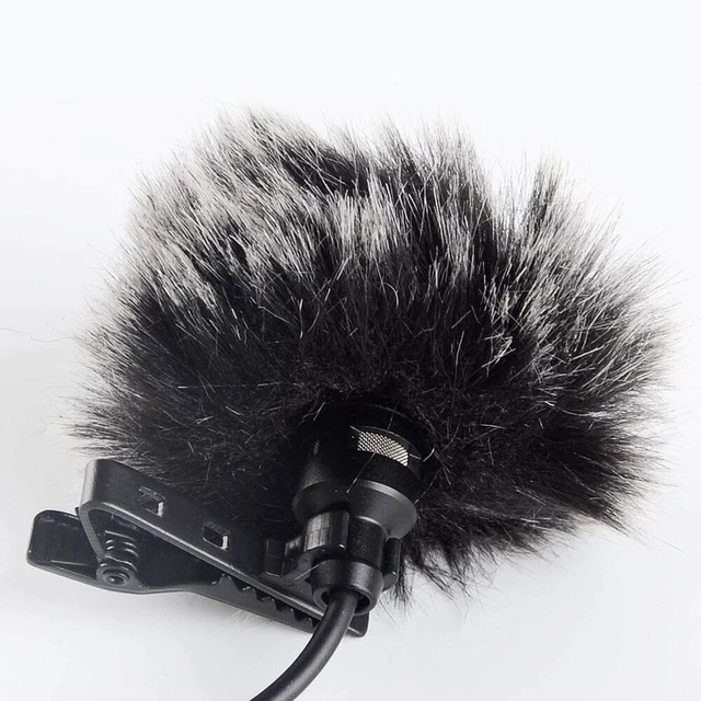 Alt view image 3 of 7 - Lavalier Wind Muff 2 Pack Lapel Microphone Wind Muff 0.2/0.4 Inch Furry Lav Windscreen Windproof Wind Screen (0.4inch, Black/White)
