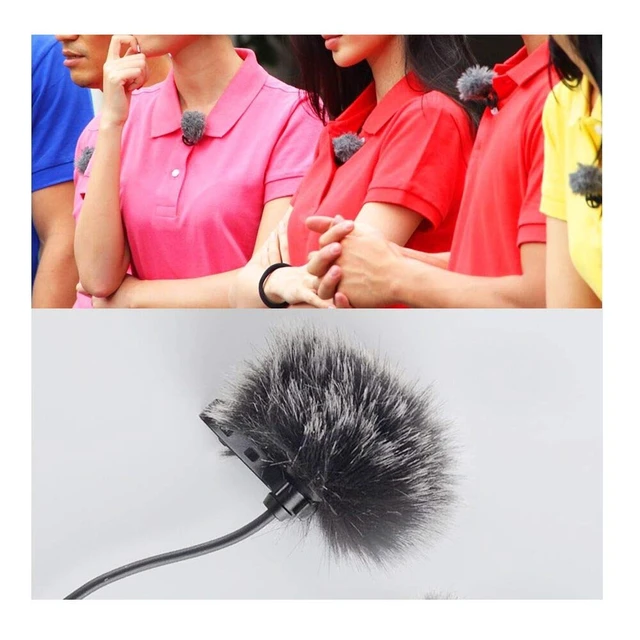 Alt view image 5 of 7 - Lavalier Wind Muff 2 Pack Lapel Microphone Wind Muff 0.2/0.4 Inch Furry Lav Windscreen Windproof Wind Screen (0.4inch, Black/White)